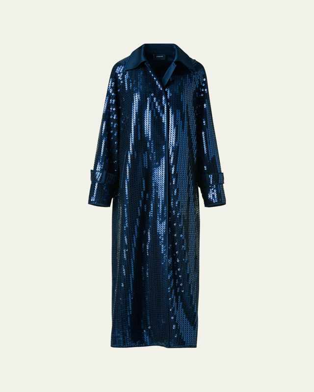 Estelle Sequined Chiffon Maxi Coat